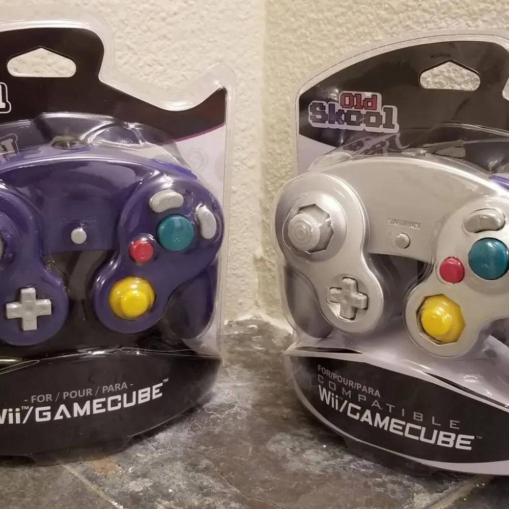 2 Gamecube Controllers - Purple & Silver (NEW) - Nintendo - Old Skool